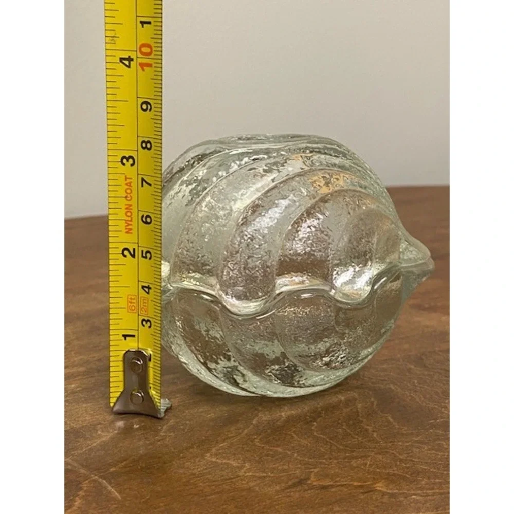 Vintage Clear Textured Glass Clamshell Trinket Dish Lidded Jewelry Box Nautical